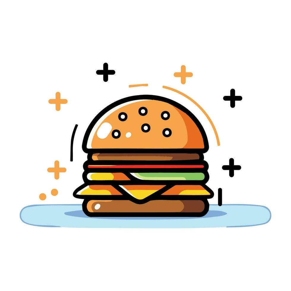 Hand Drawn hamburger in doodle style vector