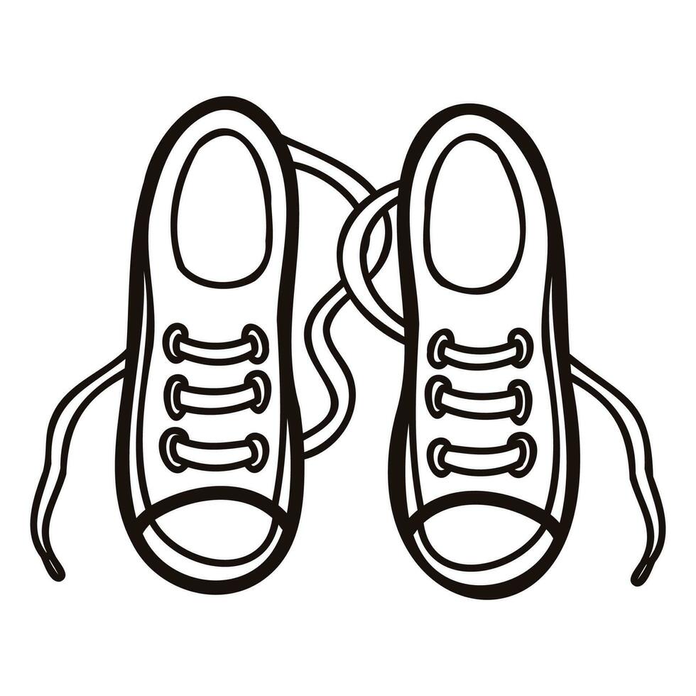 Hand Drawn cute sneakers in doodle style vector