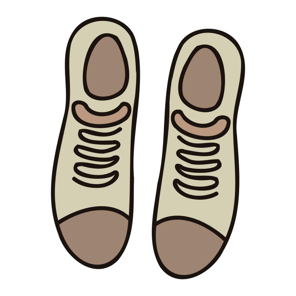 Hand Drawn cute sneakers in doodle style vector