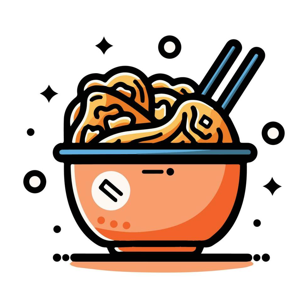 Hand Drawn instant noodles in doodle style vector