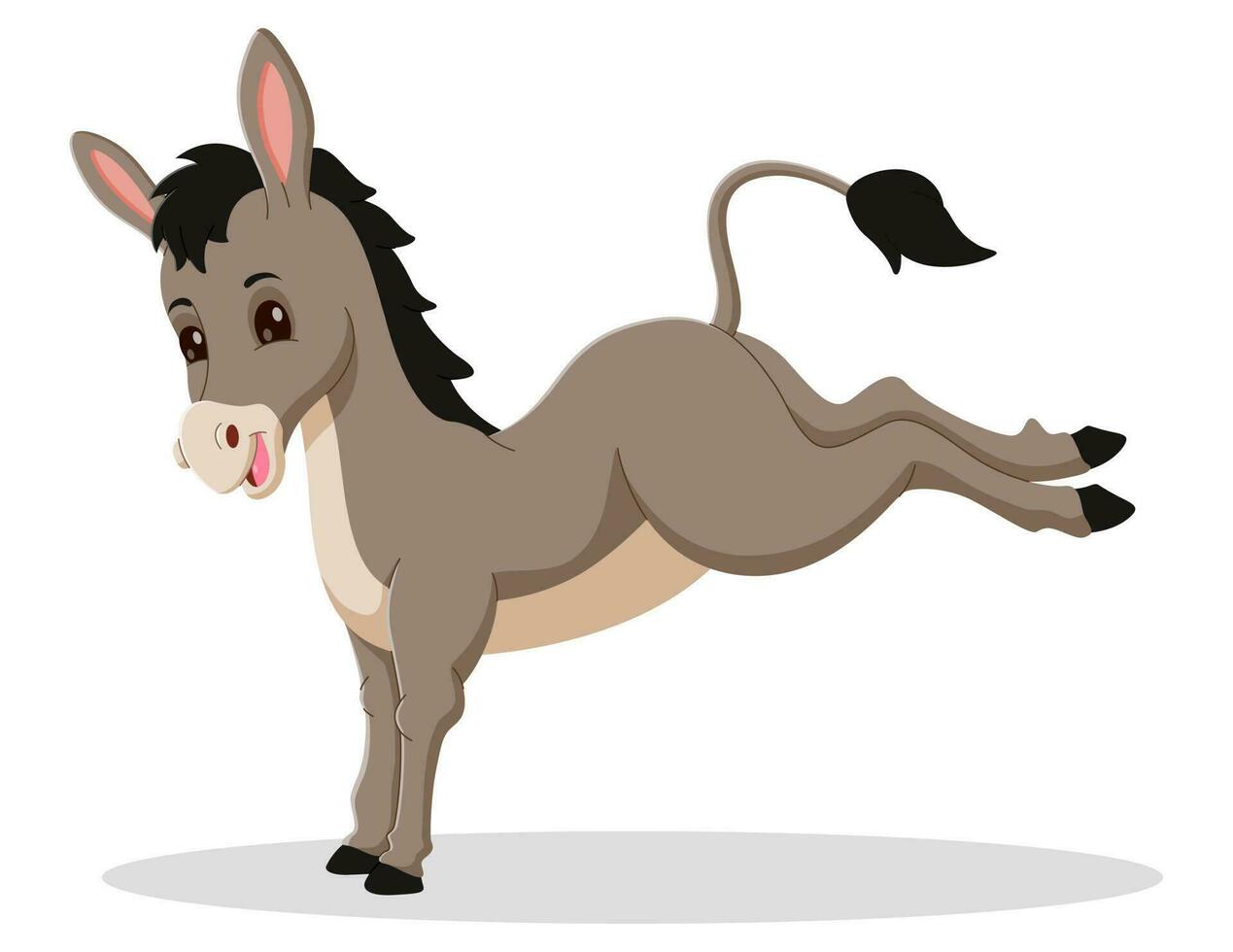 linda dibujos animados Burro aislado en blanco antecedentes. alegre Burro delicias vector ilustración