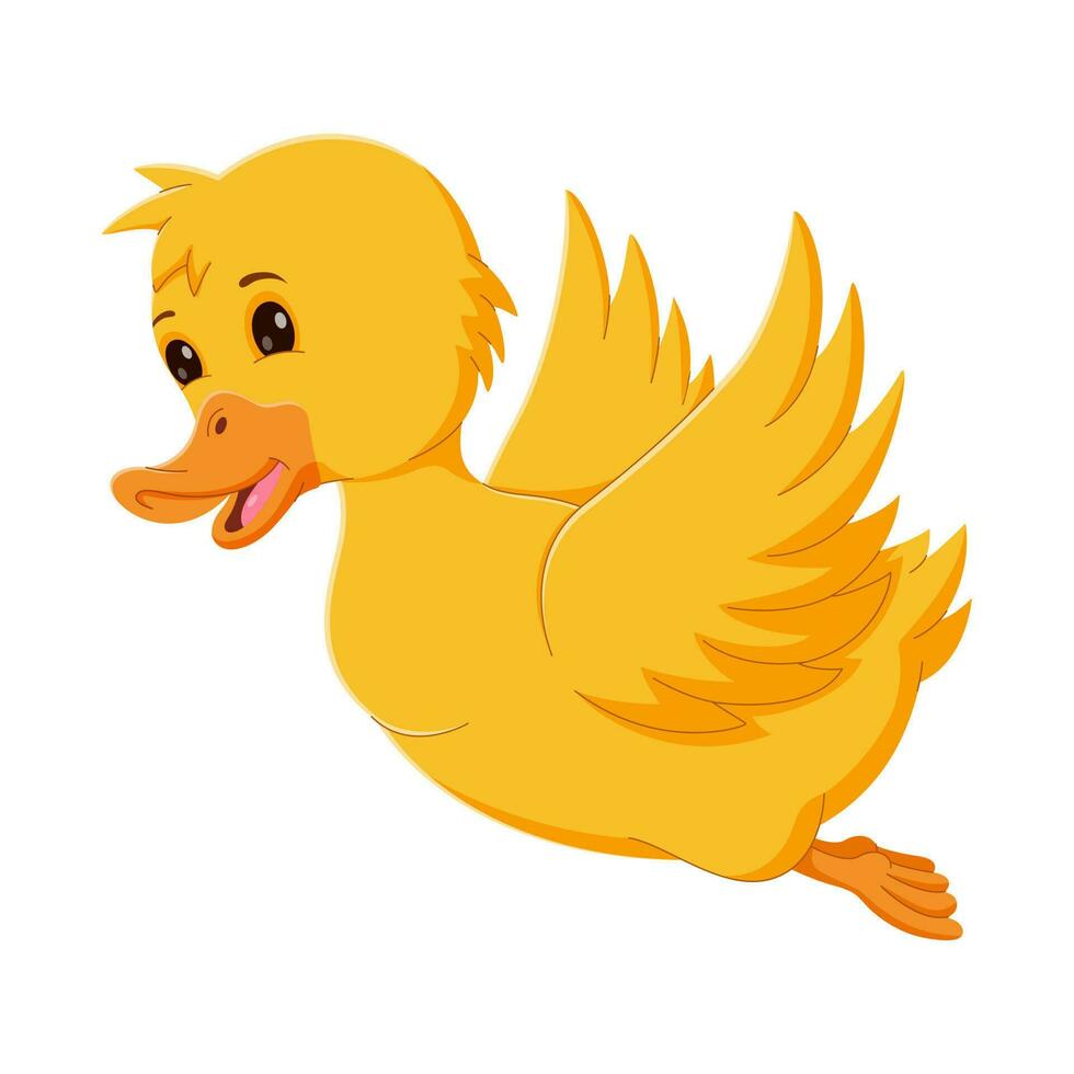 Cute duck cartoon flying. Happy duck cartoon. Vector illustration