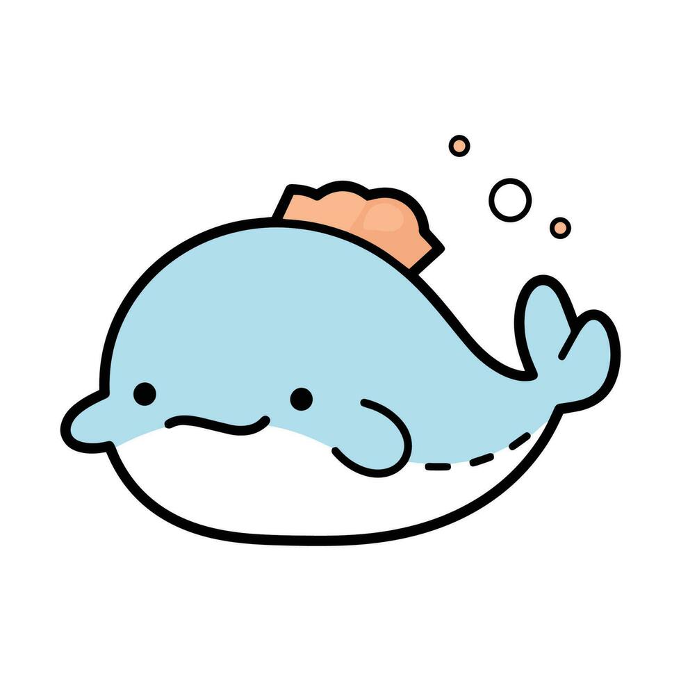 Hand Drawn cute whale in doodle style vector