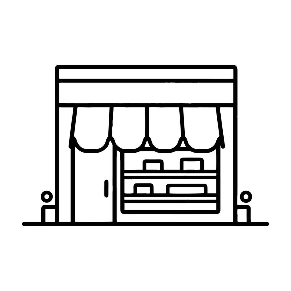 shop front in flat line art style vector