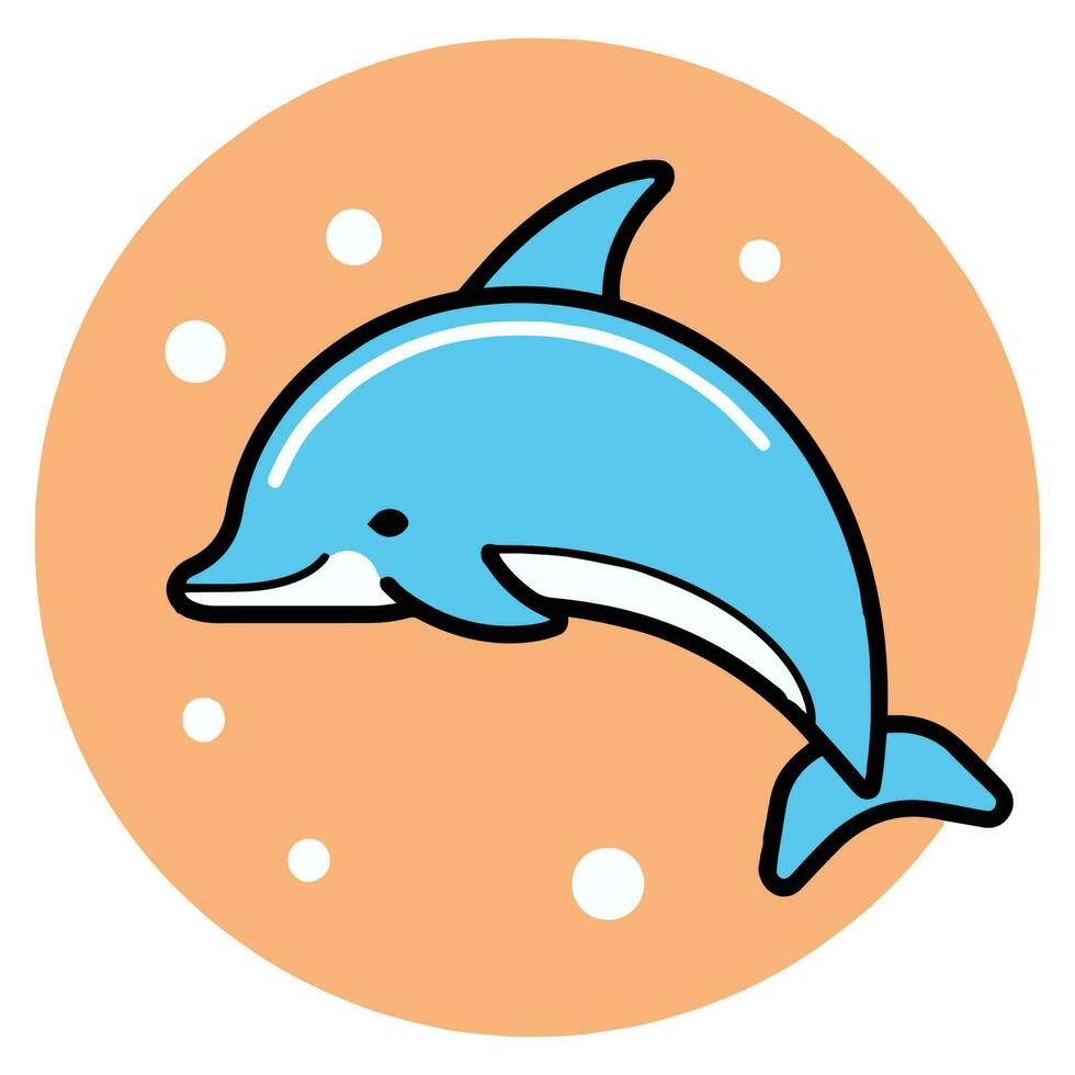 Hand Drawn cute dolphin in doodle style vector