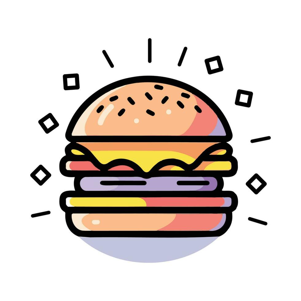 Hand Drawn hamburger in doodle style vector