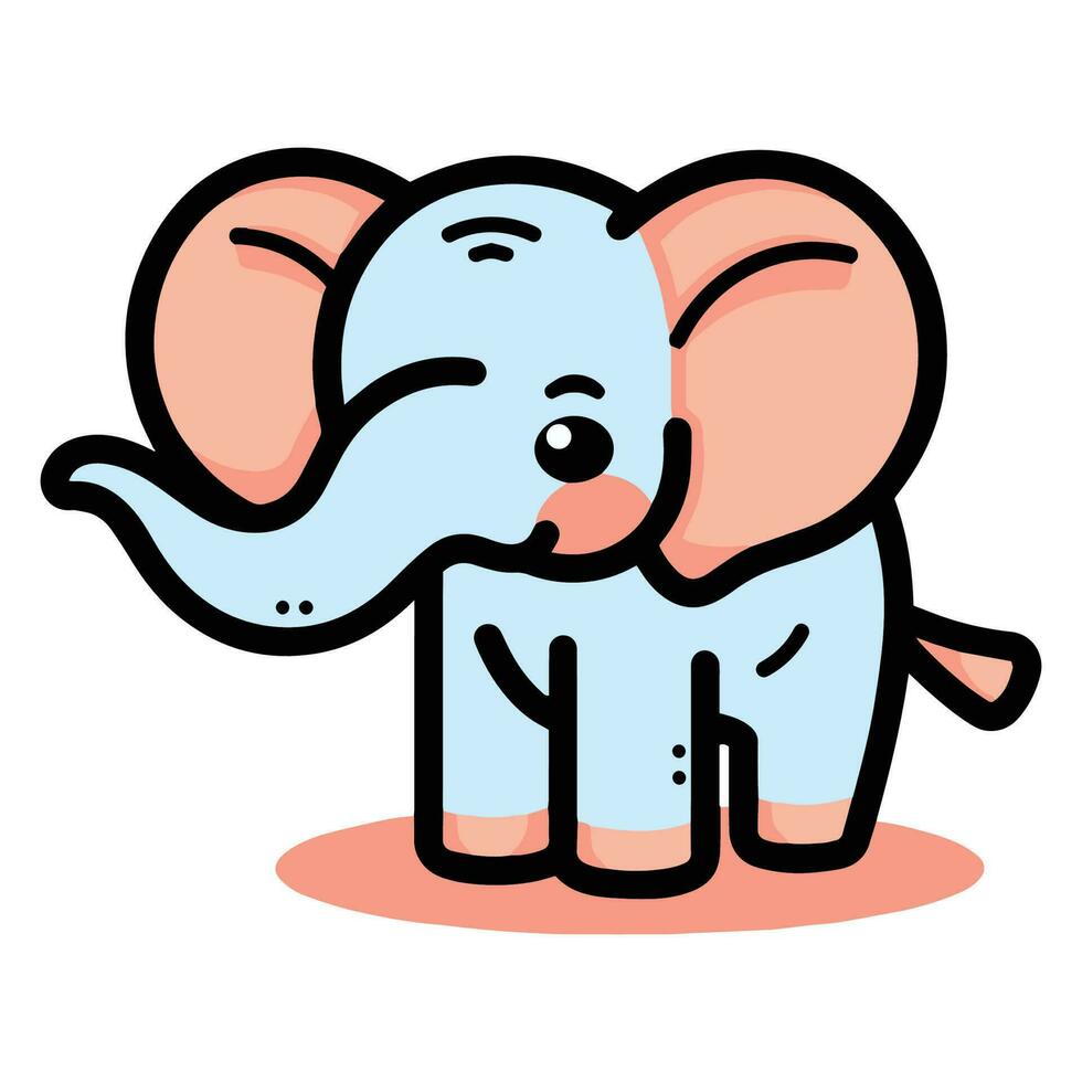 Hand Drawn cute elephant in doodle style vector