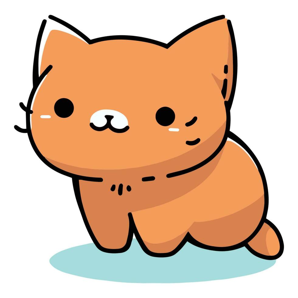 Hand Drawn cute cat in doodle style vector