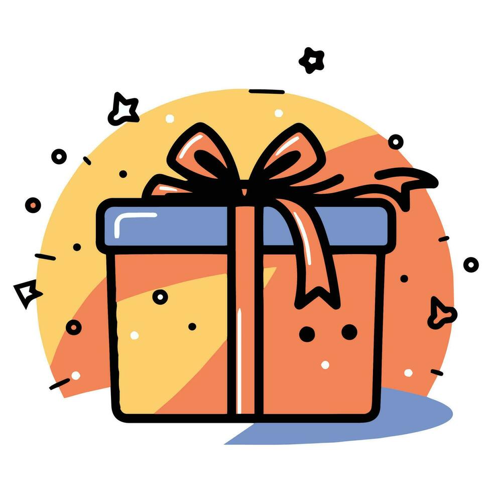 Hand Drawn gift box in doodle style vector