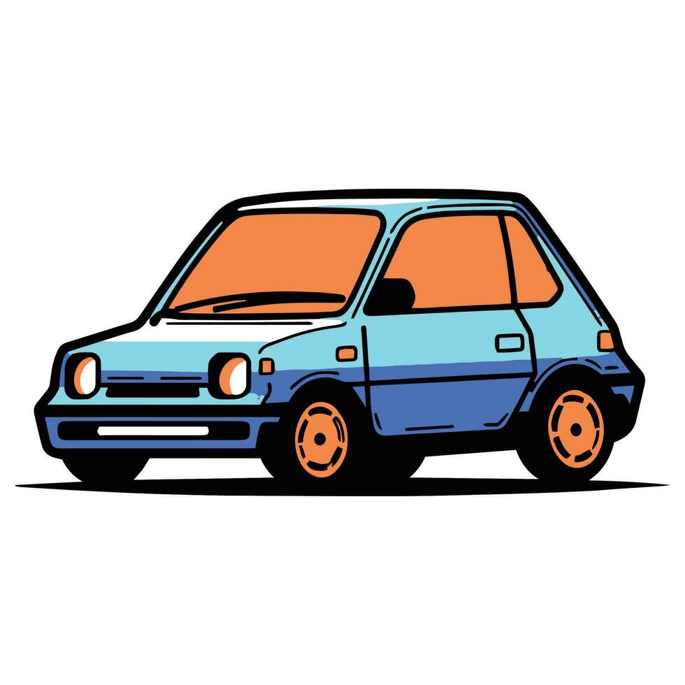 sedán coche en plano línea Arte estilo vector