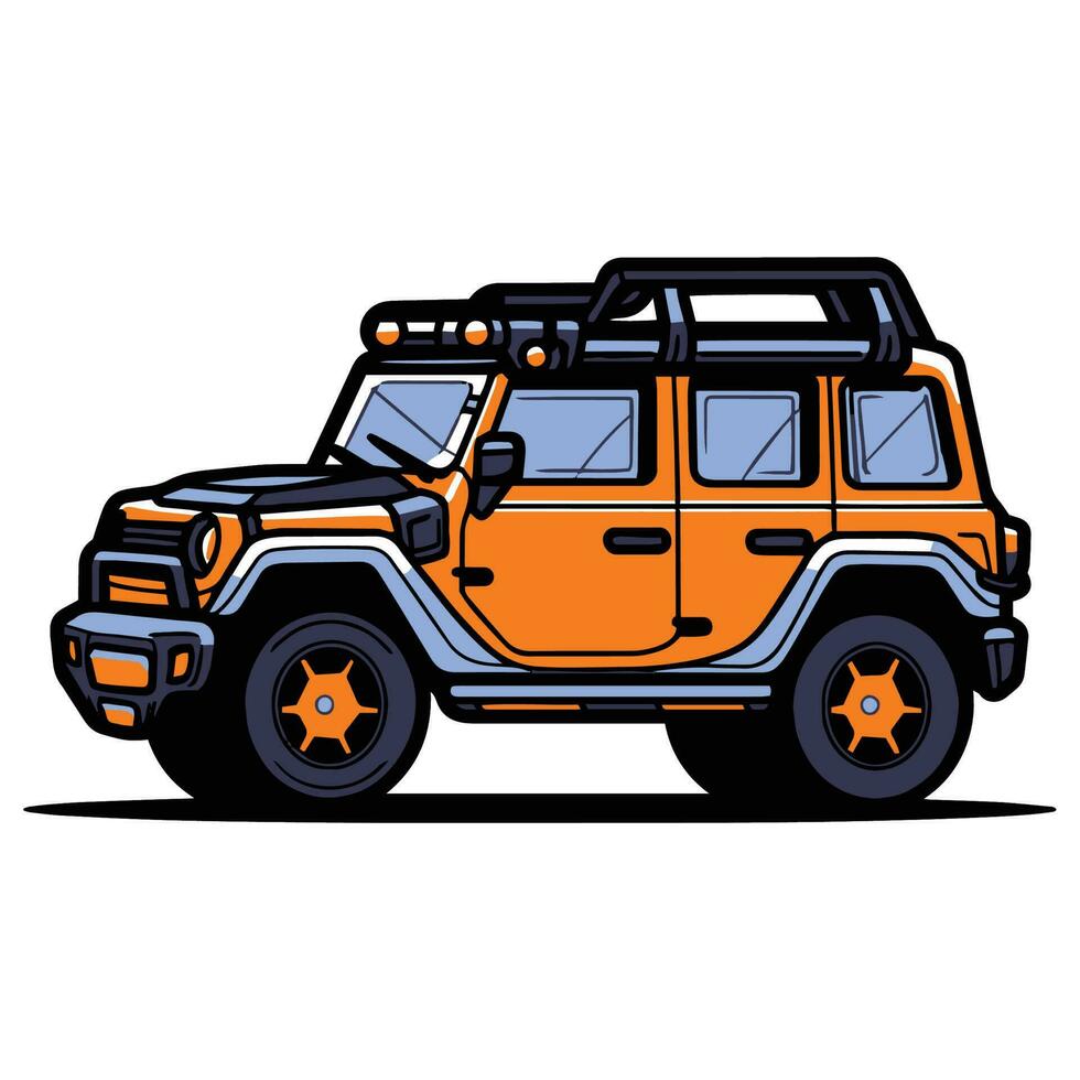 SUV car in flat line art style vector