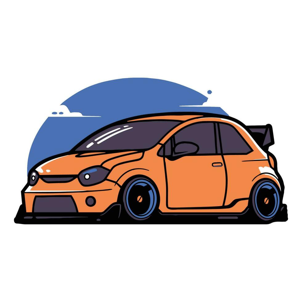 sedan car in flat line art style vector