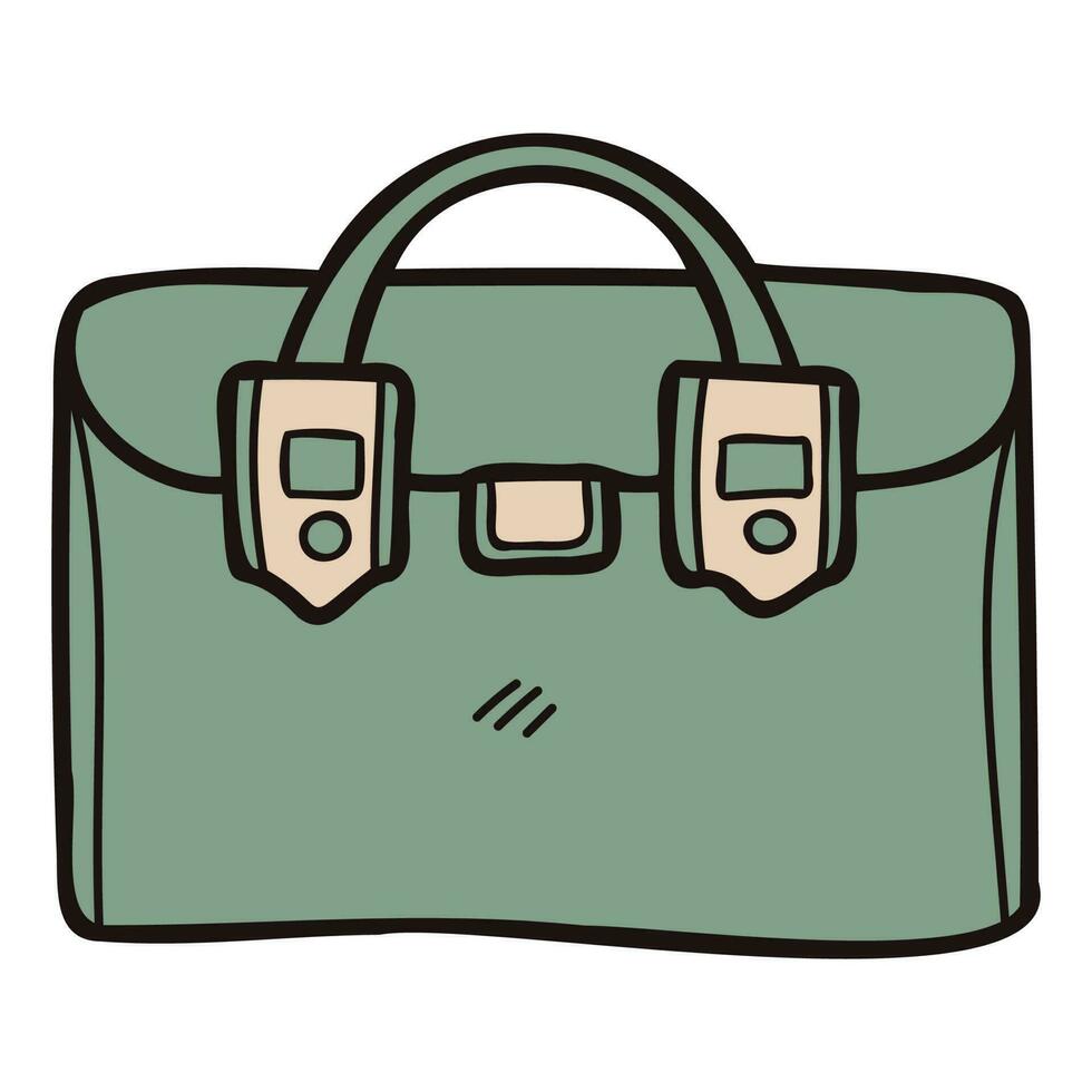 Hand Drawn cute business bag in doodle style vector