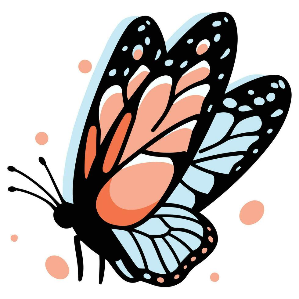 Hand Drawn butterfly in doodle style vector