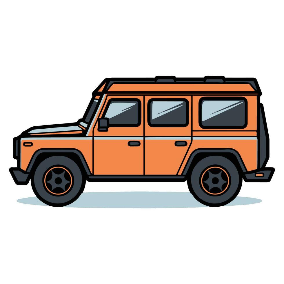 SUV car in flat line art style vector