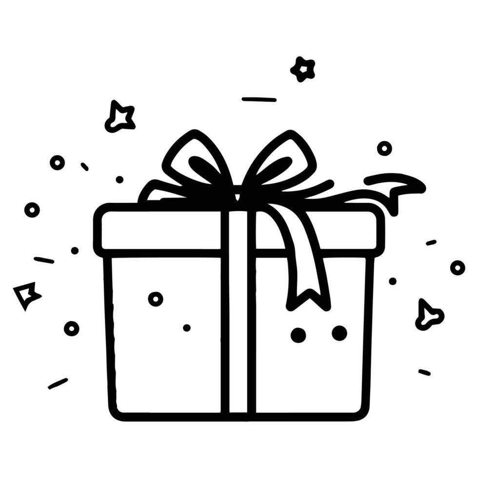 Hand Drawn gift box in doodle style vector