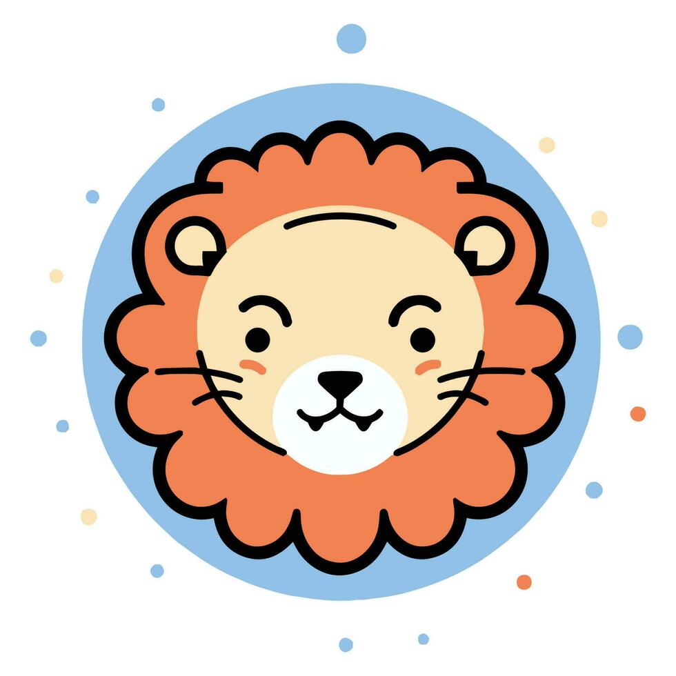 Hand Drawn cute lion in doodle style vector
