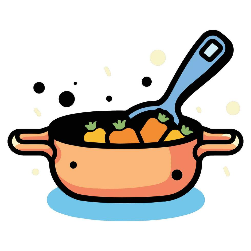 Hand Drawn healthy food in the pan in doodle style vector