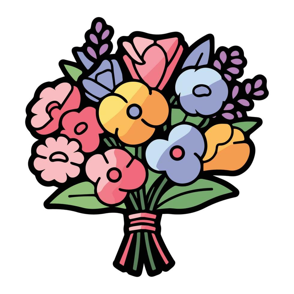 mano dibujado flor ramo de flores en garabatear estilo vector