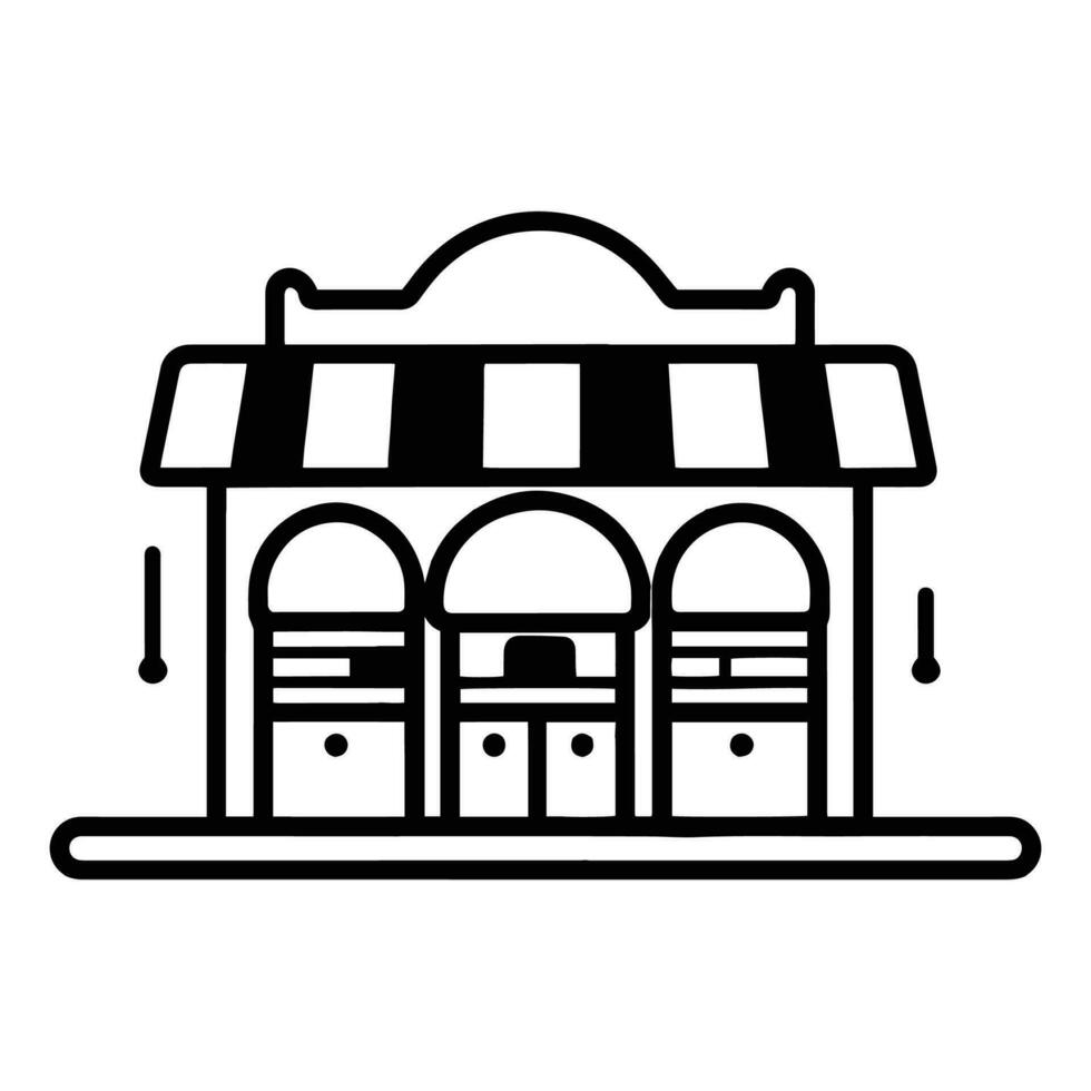 shop front in flat line art style vector