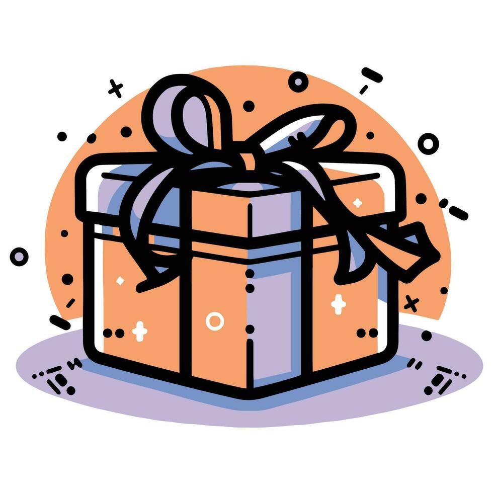 mano dibujado regalo caja en garabatear estilo vector