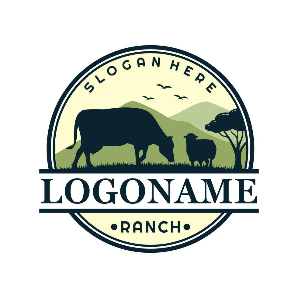 Farm and ranch logo template, agriculture logo design vector