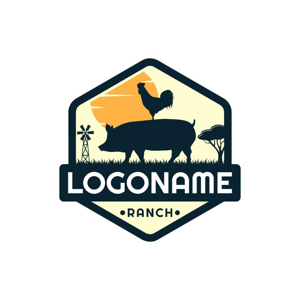 granja y rancho logo plantilla, agricultura logo diseño vector