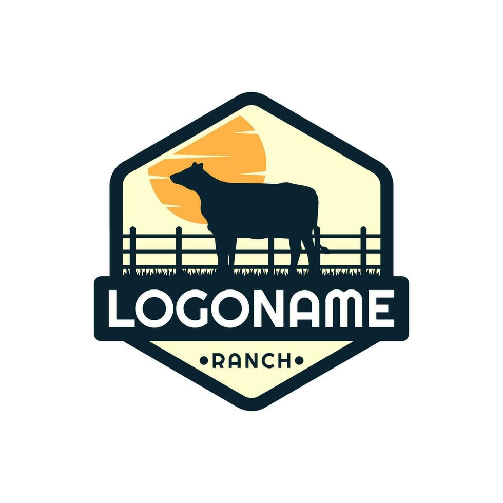 Farm and ranch logo template, agriculture logo design vector