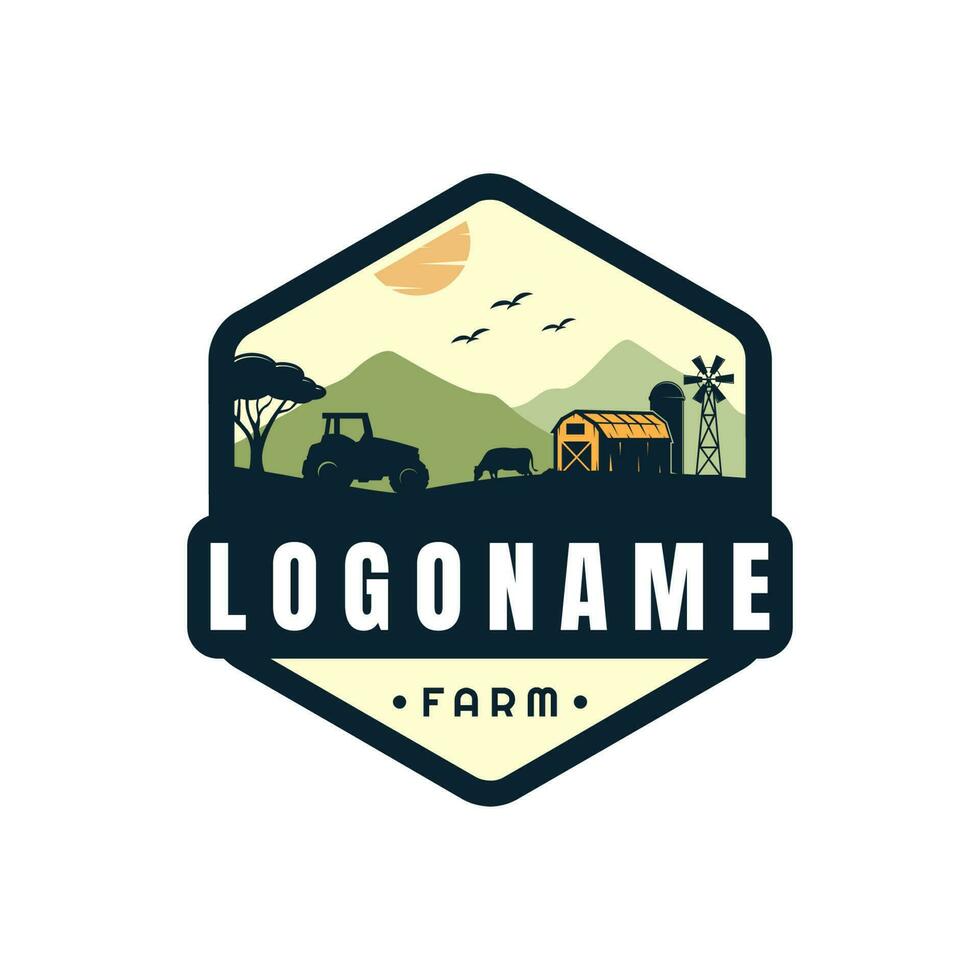 Farm and ranch logo template, agriculture logo design vector