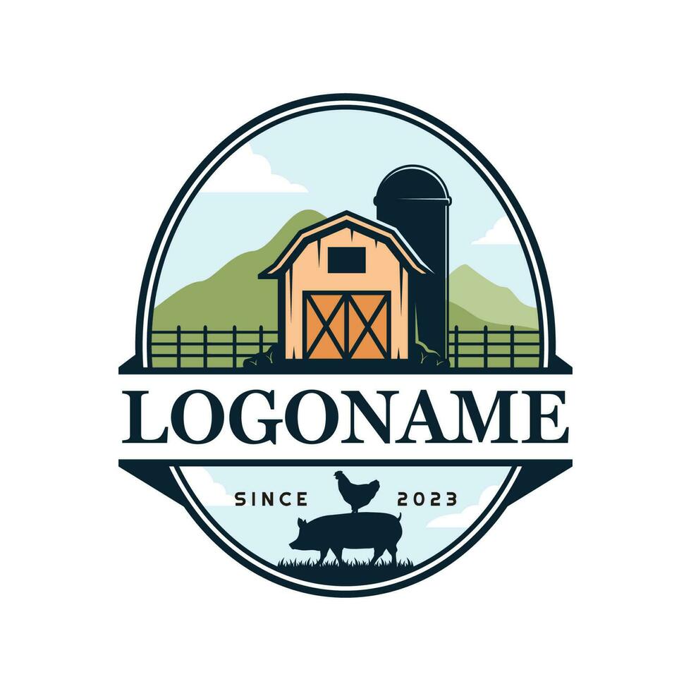 Farm and ranch logo template, agriculture logo design vector