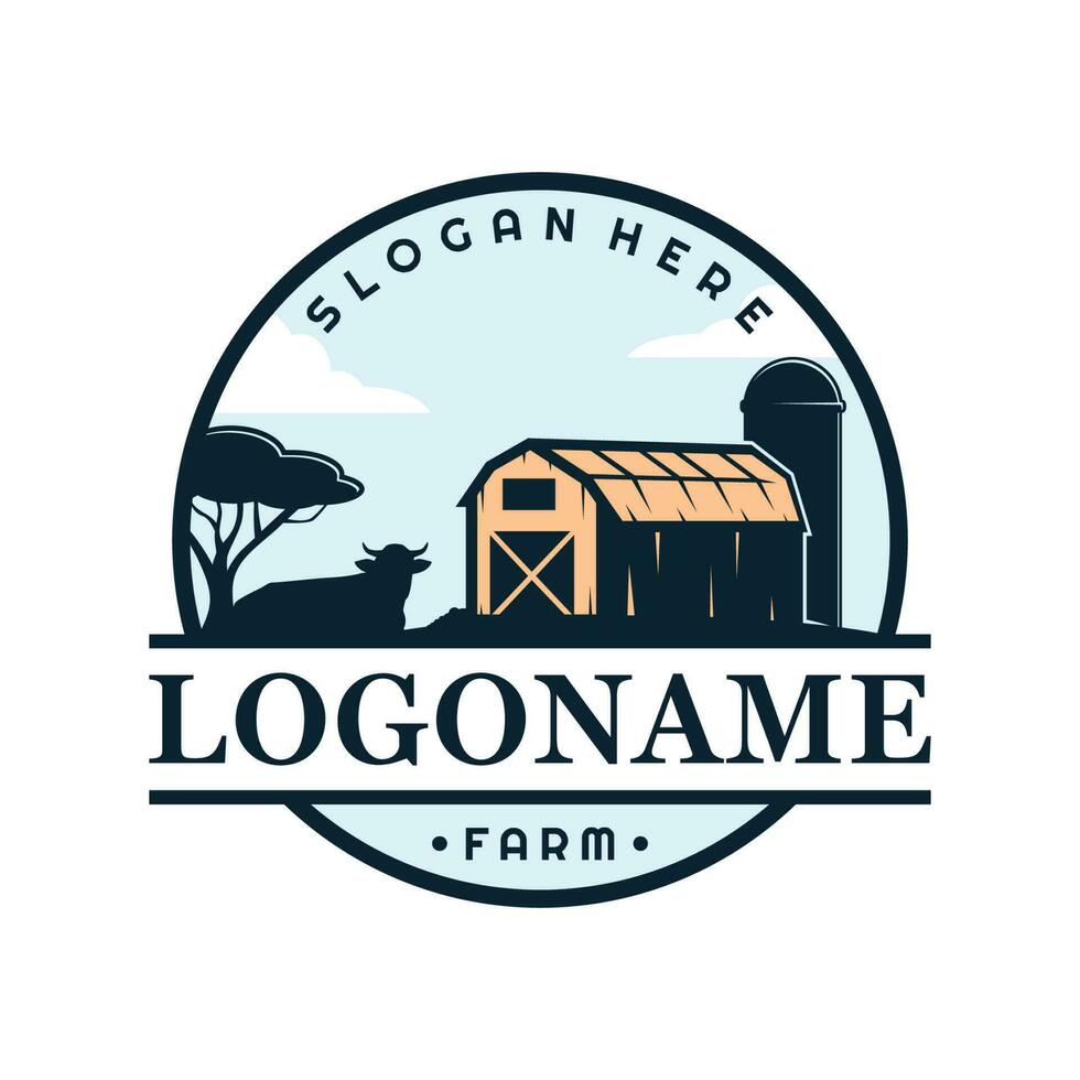 Farm and ranch logo template, agriculture logo design vector