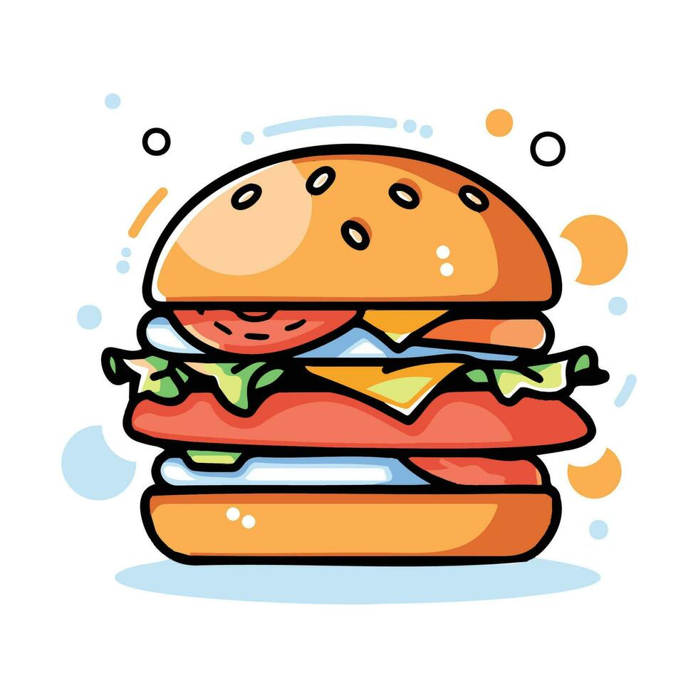 Hand Drawn hamburger in doodle style vector