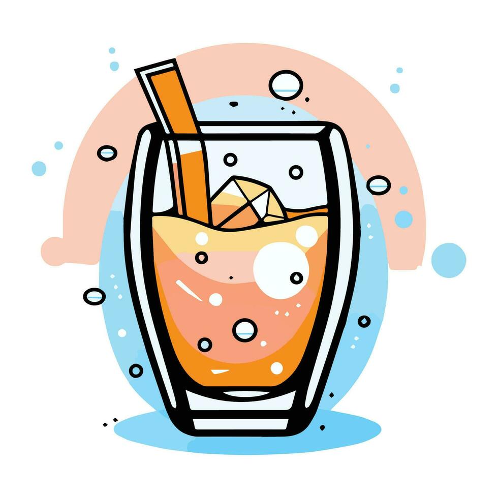 Hand Drawn refreshing juice in doodle style vector