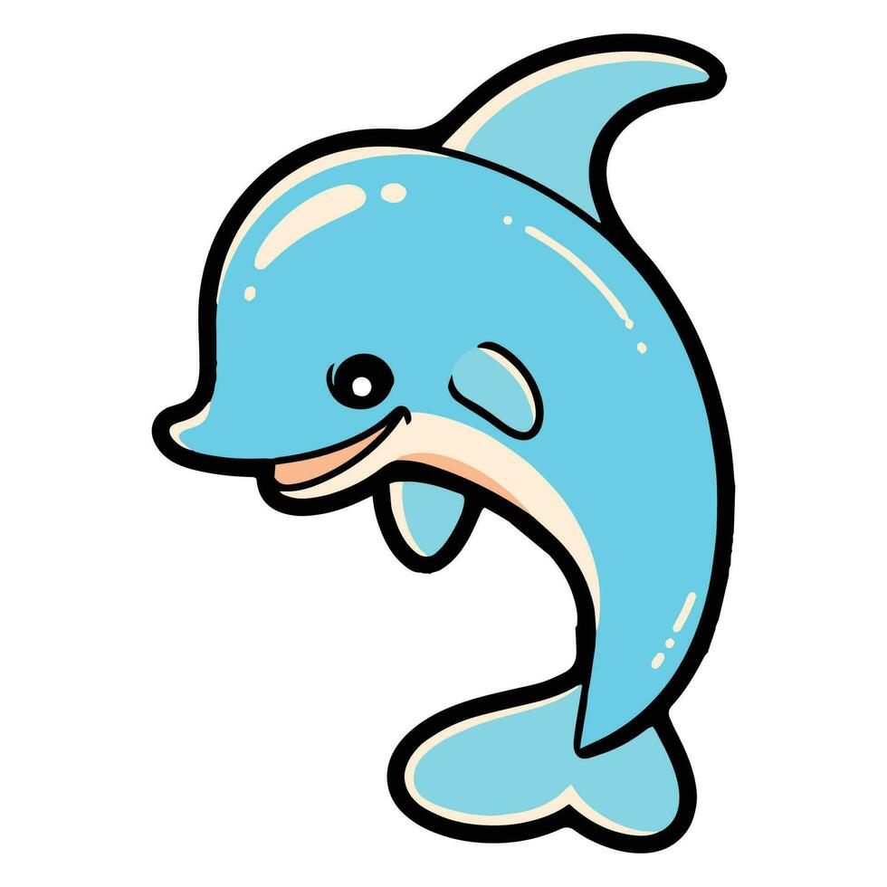 Hand Drawn cute dolphin in doodle style vector