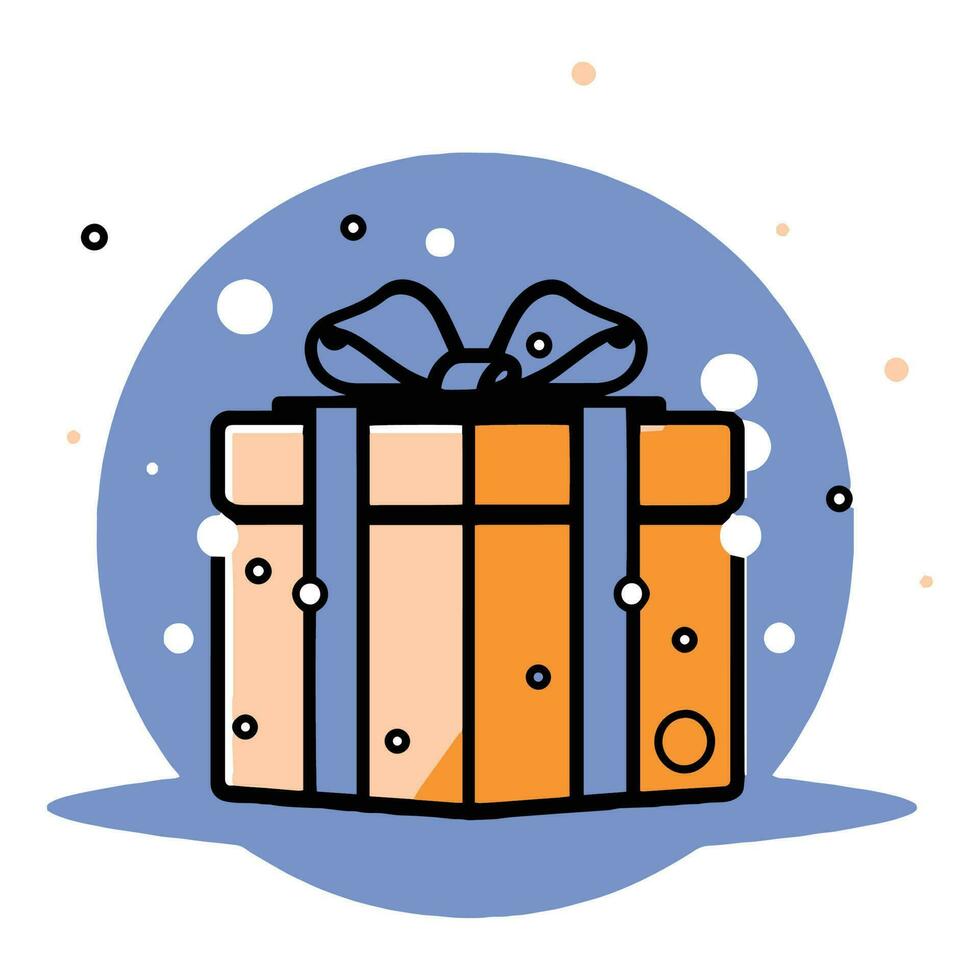 Hand Drawn gift box in doodle style vector