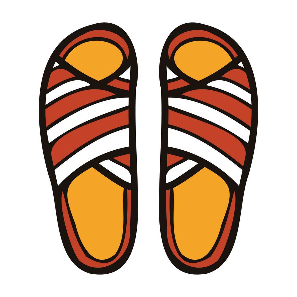 Hand Drawn women sandals in doodle style vector