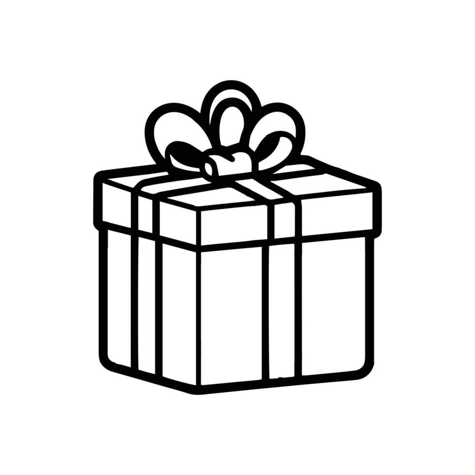 Hand Drawn gift box in doodle style vector
