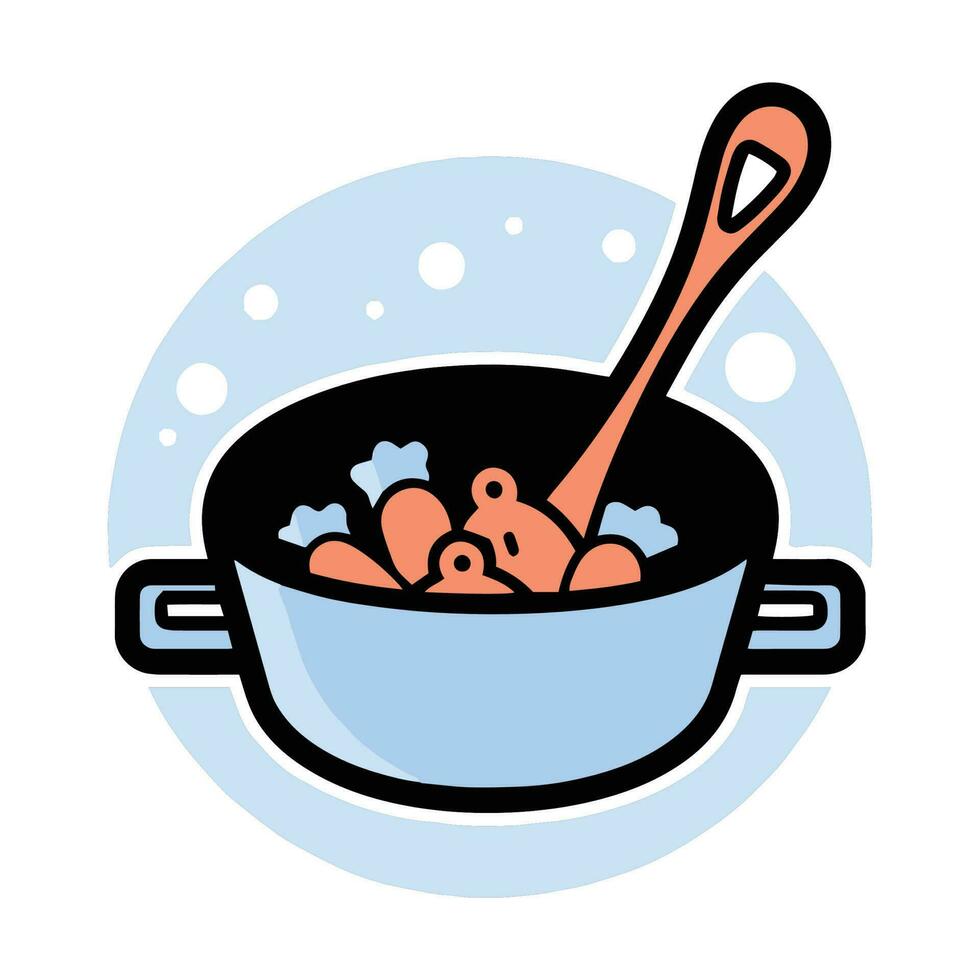 Hand Drawn healthy food in the pan in doodle style vector