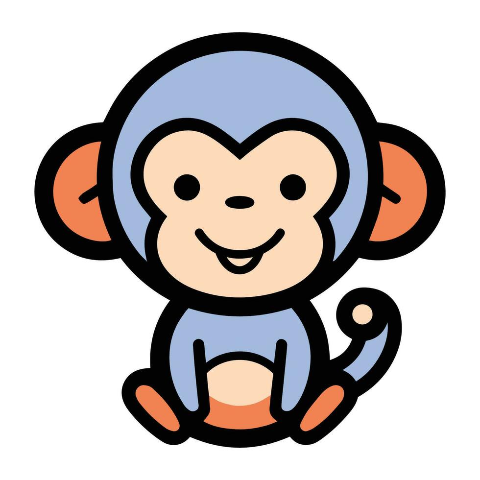 Hand Drawn cute monkey in doodle style vector