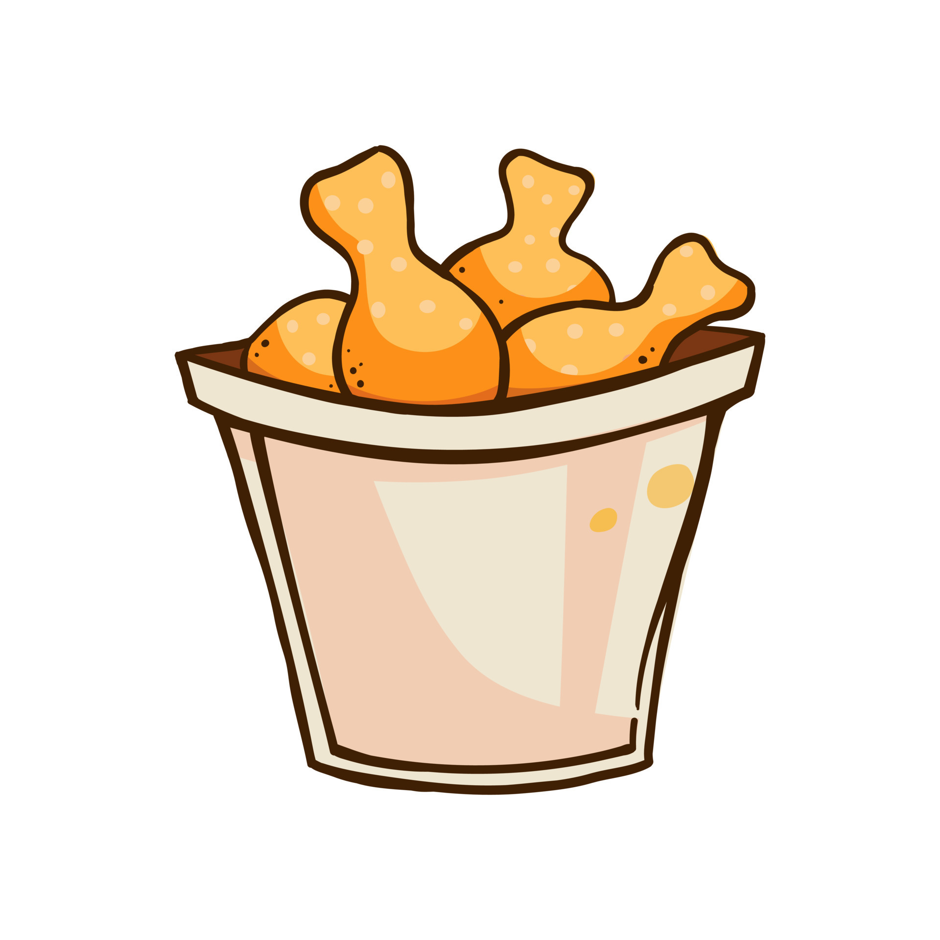 Fried chicken legs in a bucket. Vector illustration isolated on white