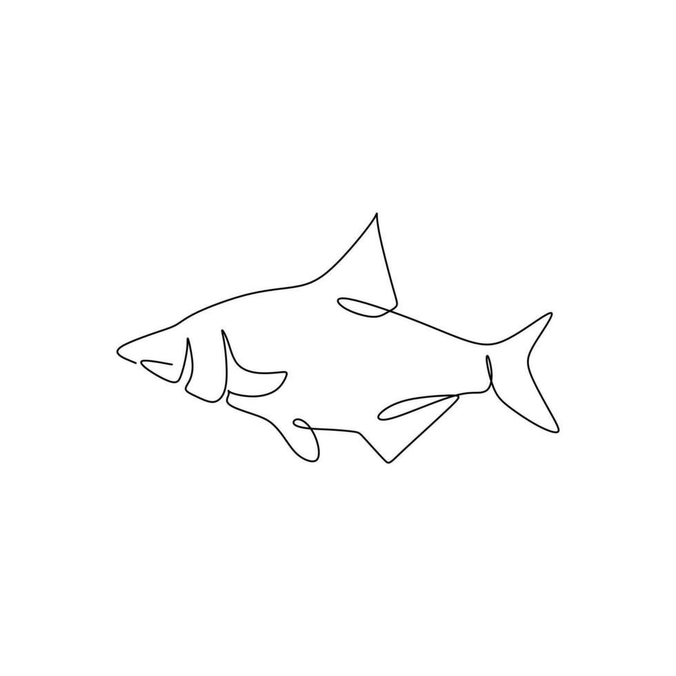 continuous line drawing of a fish. Vector illustration isolated on white background.