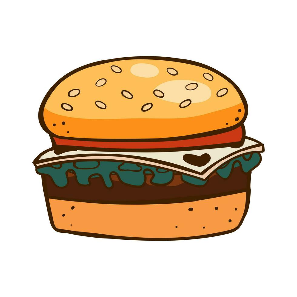 Hamburger vector illustration isolated on white background. Fast food icon.