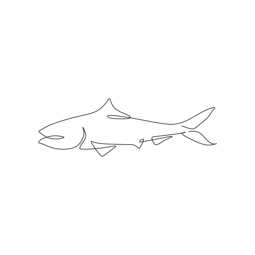 continuous line drawing of fish. Vector illustration on white background.