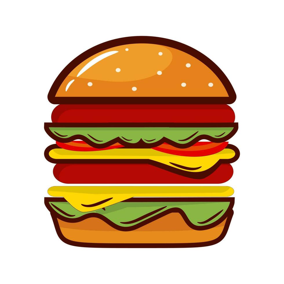 delicious hamburger fast food icon vector illustration design graphic flat style