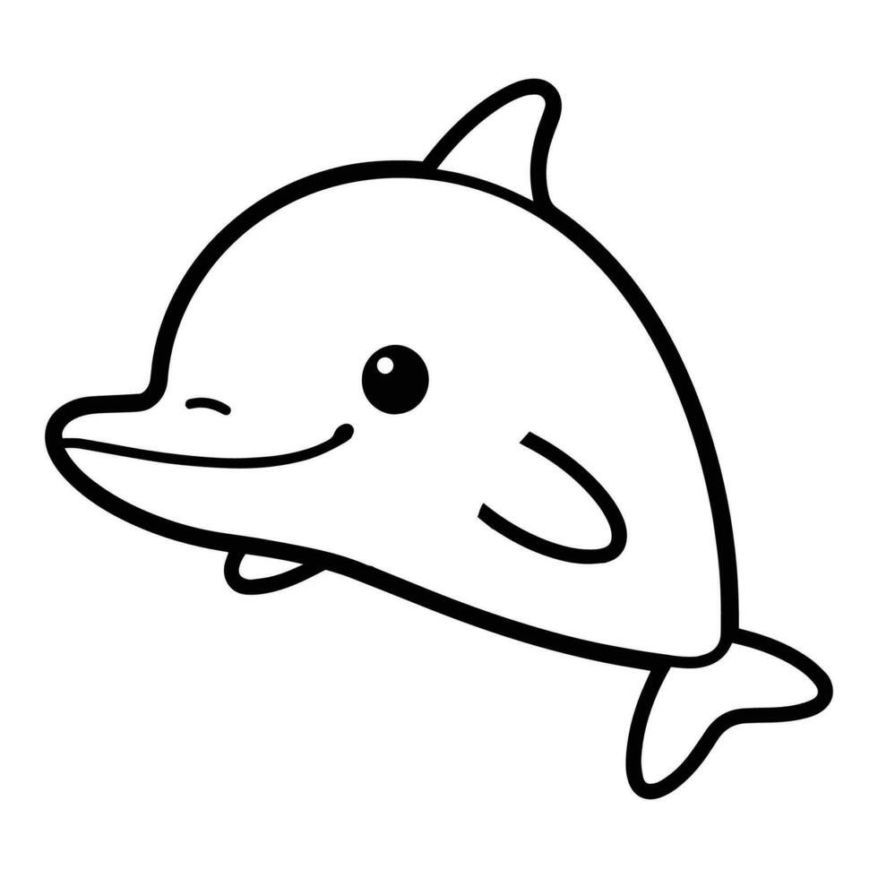 Hand Drawn cute dolphin in doodle style vector