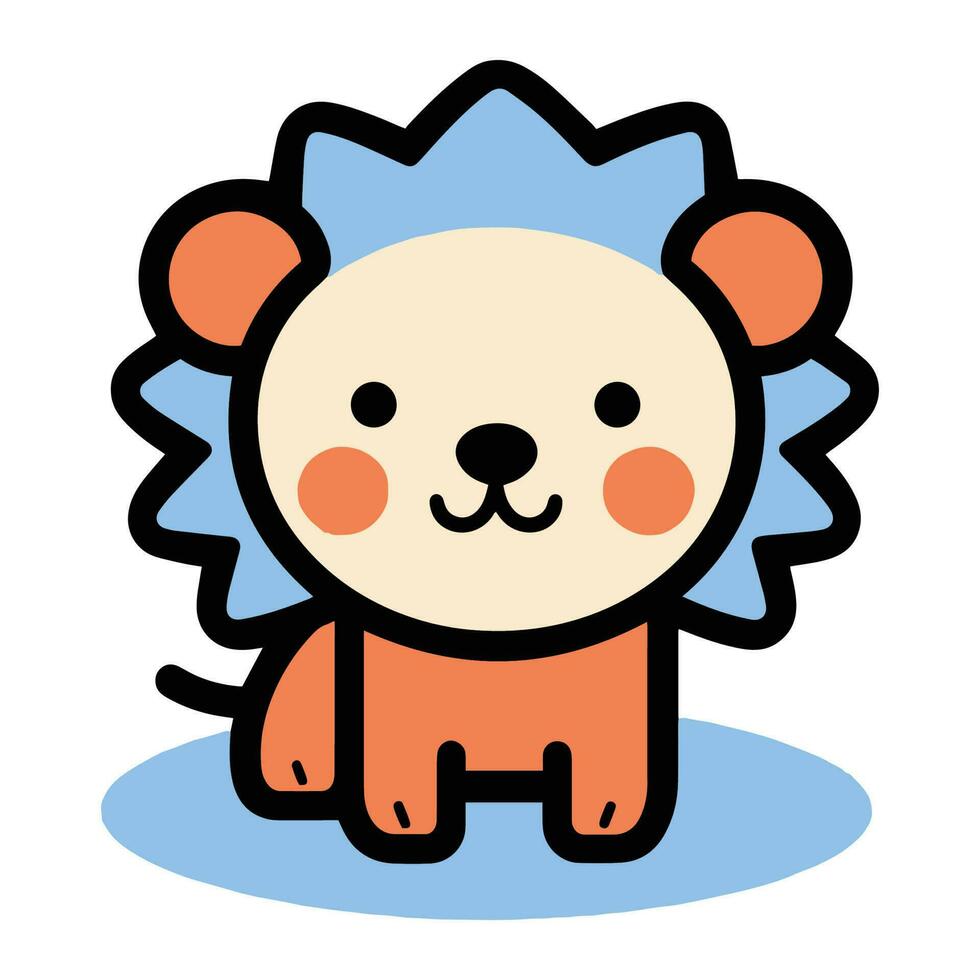 Hand Drawn cute lion in doodle style vector