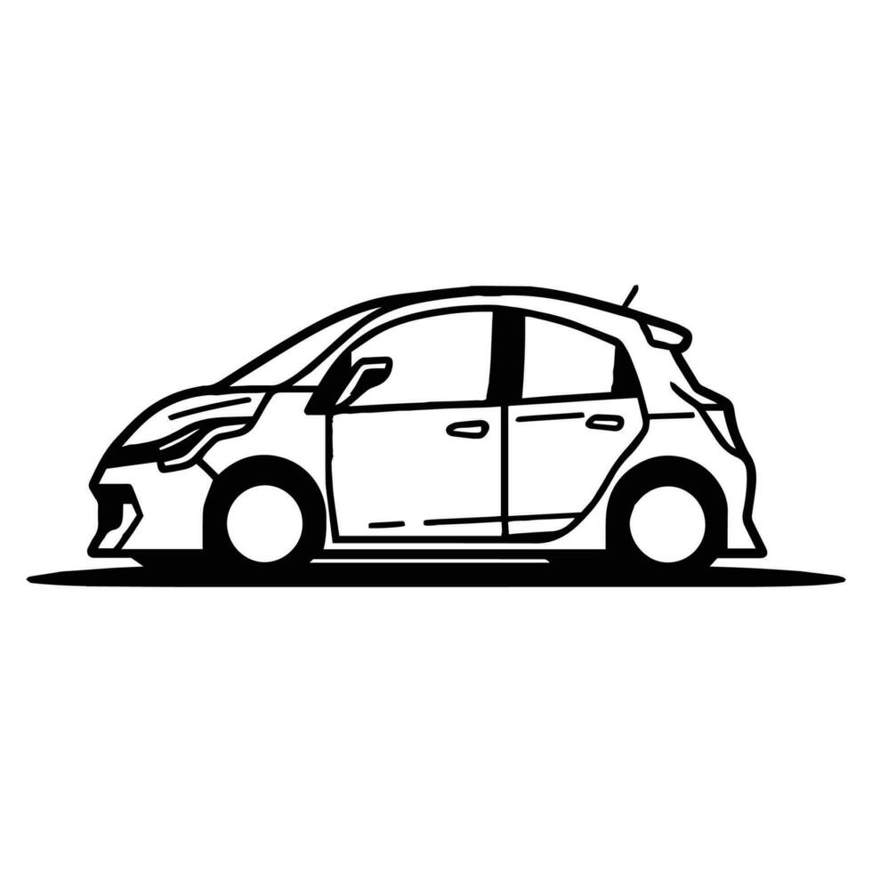 sedan car in flat line art style vector