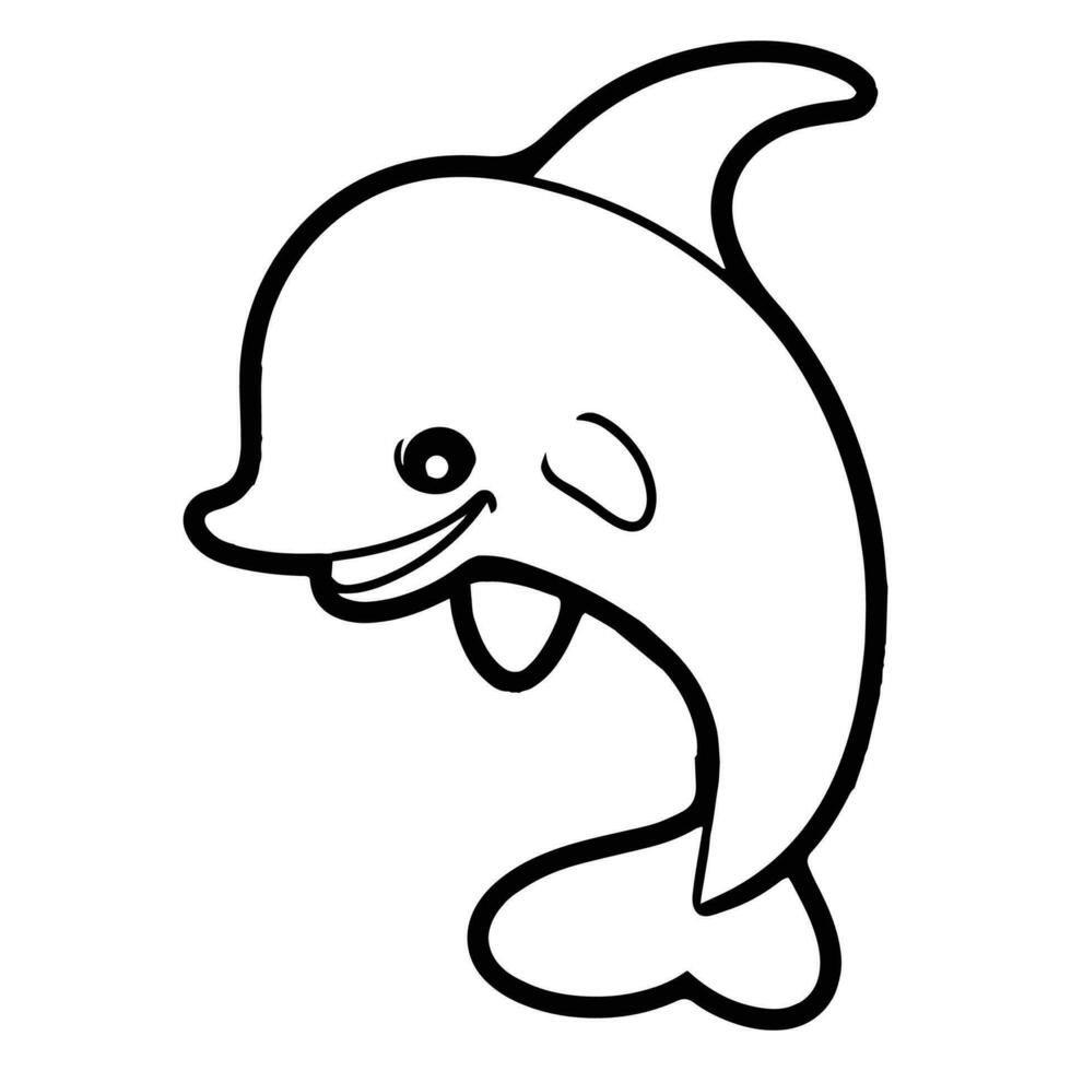 Hand Drawn cute dolphin in doodle style vector