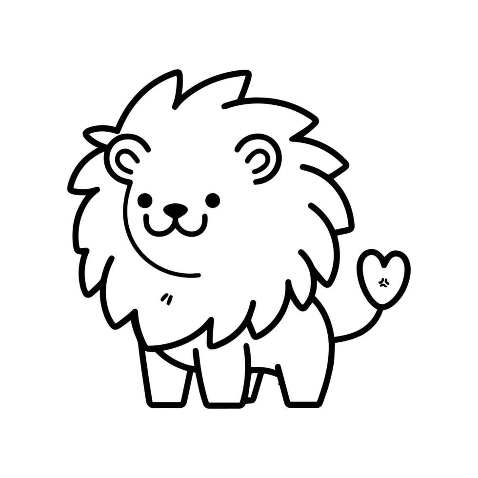 Hand Drawn cute lion in doodle style vector