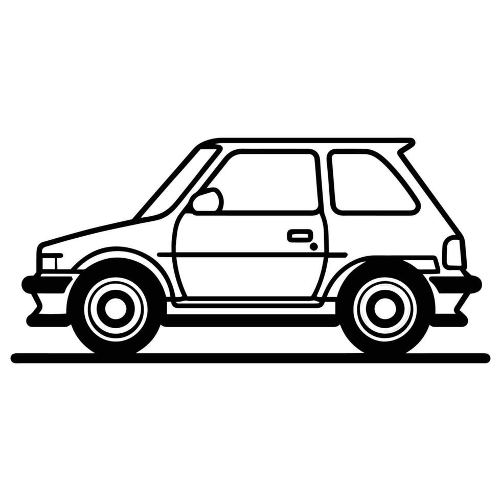 sedán coche en plano línea Arte estilo vector